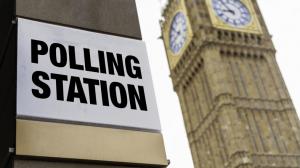 Sign Reading Polling Station with Big Ben in the Background