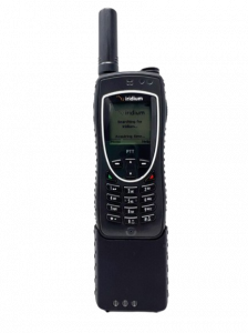 The E-Clip encryption device attached to the Iridium ExtremeE-Clip attached to the Iridium Extreme® satellite phone