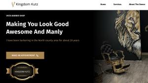 Kingdom Kutz Barbershop in Vista, CA showcases an award badge on their website