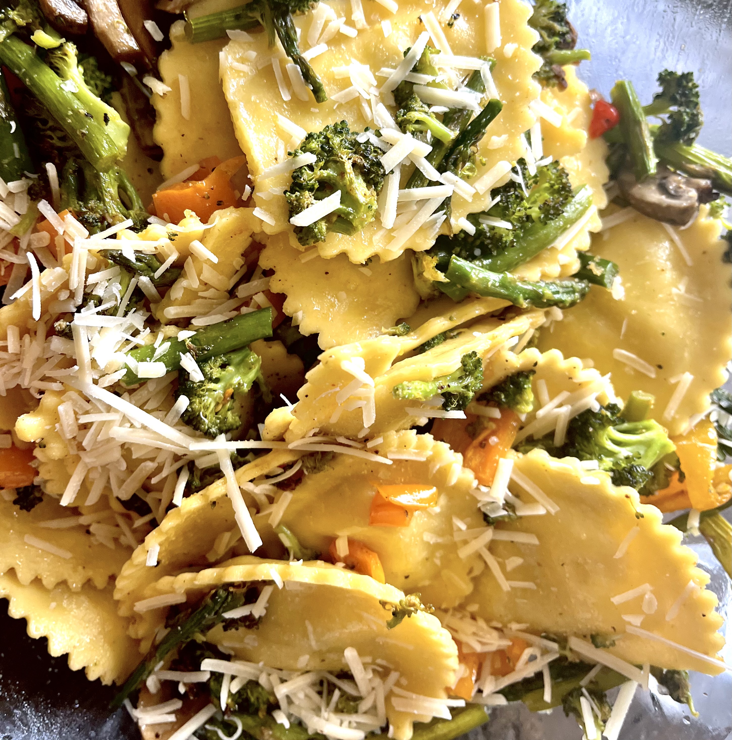 Mushroom Ravioli with Roasted Vegetables