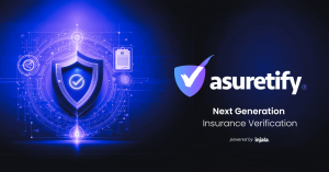 Stylish image of a shield and technology, including the Asuretify 2.0 logo, AI-powered insurance verification and COI tracking built by Injala, which is now available.