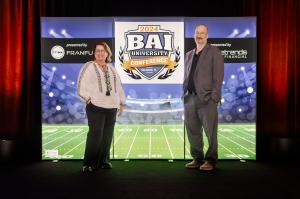 Natalie Barnes and Brandon Clifford on stage at BAI Conference 2024