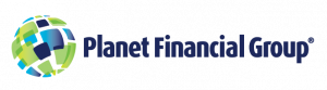 Planet Financial Group logo with green and blue stylized globe