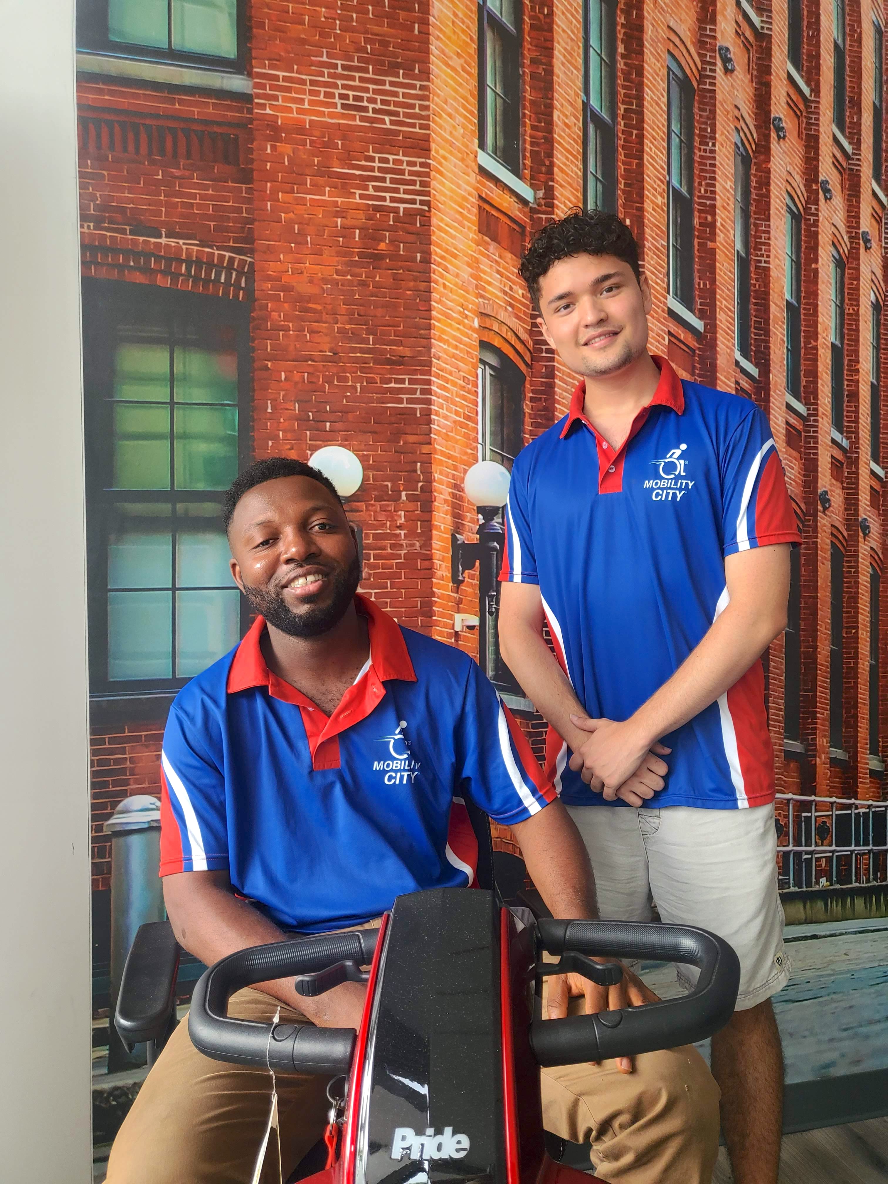 Photo of two Technicians from Mobility City of Westchester NY who will come to you for repairs, rentals, and sales.