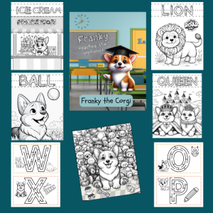 sample pages of coloring book and front cover