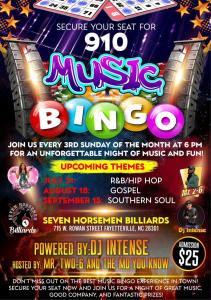 910 Music Bingo- An Unforgettable Night of Fun and Entertainment