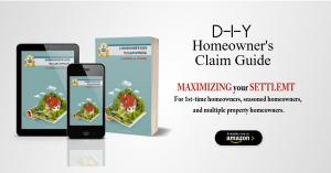 "A Homeowner’s Guide to Claim Approval" by M. Wonders displayed on a tablet, smartphone, and paperback, with the subtitle "for MAXIMIZING your SETTLEMENT."