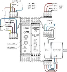 Connection of DC brush motor controller BMD-40DIN ver.2