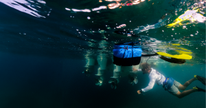 Diver using Nomad dive system underwater, inspecting boat propellers