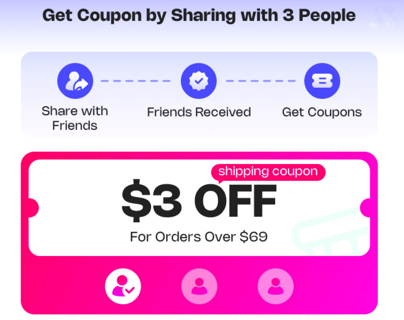 Get $3 Coupon by Sharing with 3 People