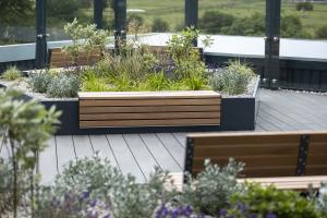 A photo of the AKRI snap seating and planter system.