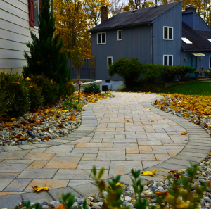 "Custom walkway designed and built by Scott's Landscaping in Cape Cod, MA"