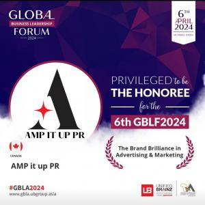 AMP It Up PR Receives “Brand Brilliance in Advertising & Marketing” Award