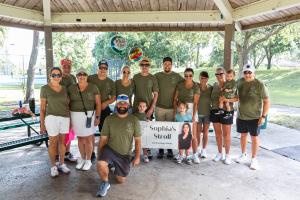 Photo of 15 members of Team Chiera ready to begin their Sophia's Stroll in Coral Springs, FL.