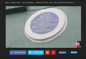 This Danny Boy plaque, from the Connolly Cove website, shows part of the history of the song to those visiting Ireland