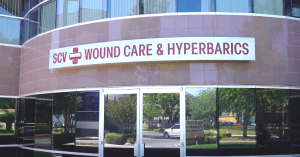 Entrance to the offices at Santa Clarita Valley Wound Care and Hyperbarics