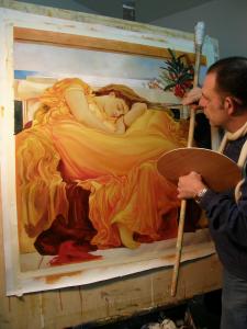 Italian Artist Creating Museum Copy of "Flaming June" in Custom size for Art Collector