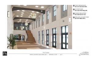 A view of the plan for the lobby renovations from Feltus-Hawkins Design and Waycaster & Associates Architec