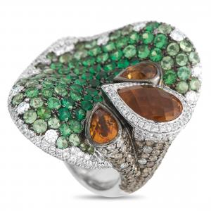 Maggioro ring from the Rhapsody Collection, made of 18K white gold and with a design that consists of brown diamonds, white diamonds, citrine and tsavorite (est. $3,300-$7,400).