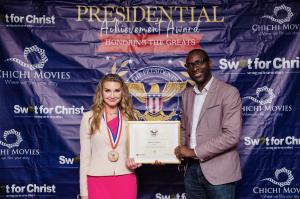 Britt Ivy Boice receives the President’s Volunteer Service Award,