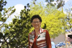 Portrait of Sandra Begay, Distinguished Member of Technical Staff at Sandia National Laboratories, known for advancing Native American energy initiatives and mentoring future STEM leaders.