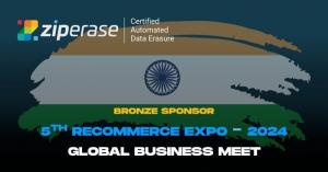 Indian flag background with details of recommerce expo in text