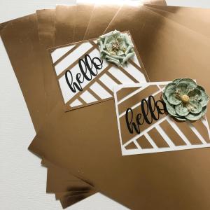 6-pack of rose gold mirror foil board, 12x12 Bazzill specialty cardstock with a luxurious metallic finish.