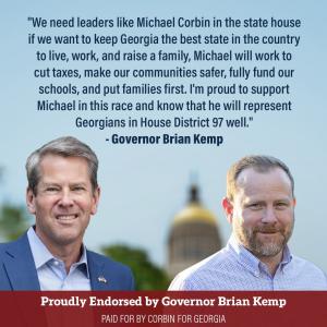 Georgia Governor Brian Kemp Endorses Michael Corbin for Georgia House District 97