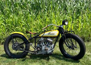 1929 Indian Scout Bobber project motorcycle, a classic piece of American history, beautifully preserved and has new tires and spokes (and a title), but it isn’t running (est. $5,000-$10,000).