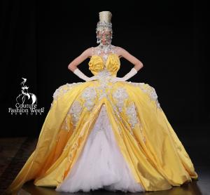 Renowned couture designer Ezra Santos presented his designs at Couture Fashion Week New York