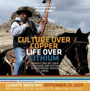 JOSH DINI, a featured Paiute / Shoshone keynote speaker who is working to protect the health and culture in the Great Basin Region, USA; a region threatened by increased demand for precious metal mining such as lithium and copper.