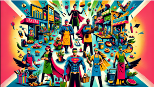 An AI-generated Image of Small Business Superheroes