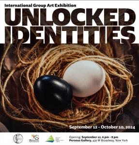 Black and white eggs represent complex interrelation of inborn and developed identities of every being.