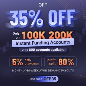 Save 35% on Instant Funded Accounts without any challenges to pass