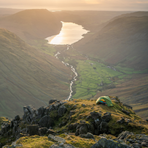 A Tent Overlooking a Valley Beneath