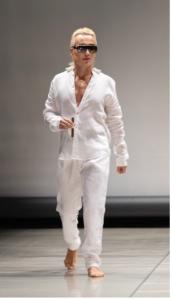 Elton Ilirjani modelling House of MuaMua (Photo Credits: Getty Images / Arun Nevader for Rakuten Fashion Week)