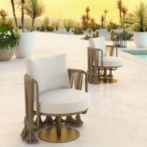 ZUO's Uzel Accent Chair embraces alfresco relaxation with boho chic style.