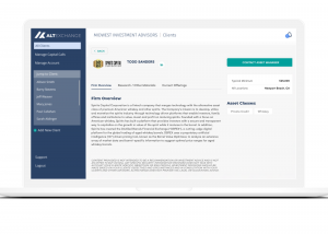 Technology platform for financial advisors, DCP dashboard featuring Spirits Capital Corporation private investment offerings.