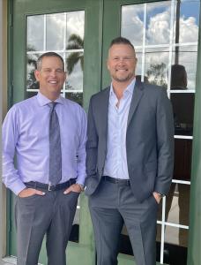 Dr. Michael J. Collins, founder and medical director at Collins Vision, with Dr. Jason Friedrichs standing in front of Punta Gorda office.