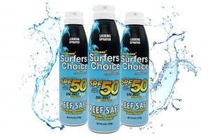 Surfers Choice SPF 50 UVA/UVB Sunscreen is an anti-aging, dry mist sunscreen that dries in 30 seconds with no oily residue. Safe for Ocean and Reef.