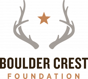 Boulder Crest logo with antlers and brown and orange colors.