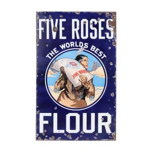 Canadian 1930s Five Roses Flour (“The World’s Best”) porcelain sign, one of the great Canadian general store signs, boasting outstanding graphics (CA$12,980).