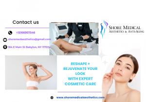 The image highlights the company's cosmetic and rejuvenation services.