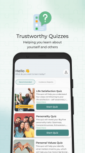 Screenshot of a list of Trustworthy Quizzes on the My Talents app