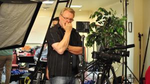 This is a photograph of Producer Tom Monson at work on location for We Found Bigfoot