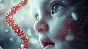 Smiling toddler and DNA