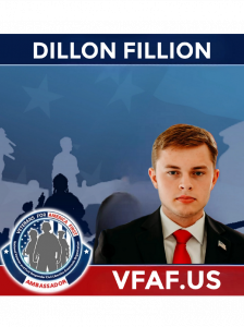 Dillon Fillion Gen-Z influencer for President Trump named Veterans for America First VFAF Ambassador said Jared Craig VP