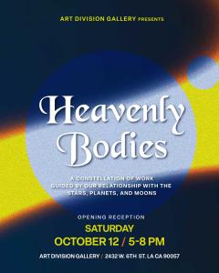 Image of Heavenly Bodies a bold graphic with celestial art by Leah Fuentes.