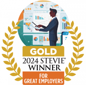 Stevie Award Badge for Gold Winning Organization at 2024 Stevie Awards for Great Employers