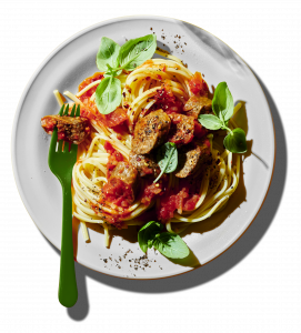 Sausage Pasta, made with vEEF Plant Based Classic Sausages.